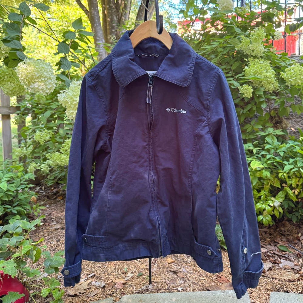 Columbia Sportswear Company Canvas Jacket‎ Blue Omni-Shape M Classic Collared